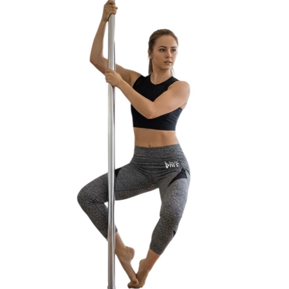 Live For Pole Leggings Womens Large Gray Colorblock High Rise Ankle Dance Gym